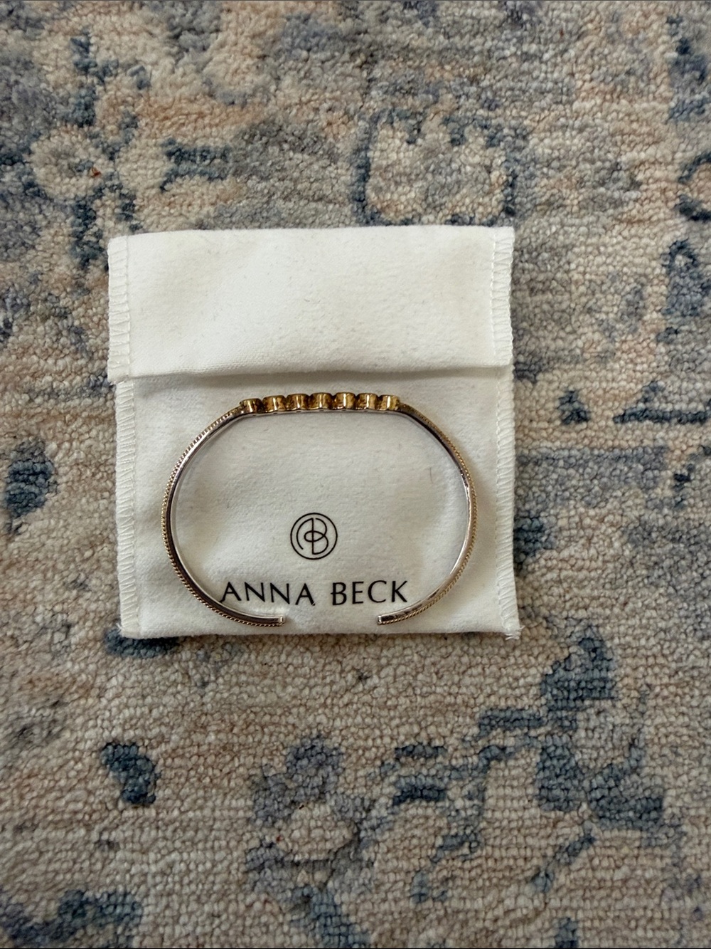 Anna Beck Gold and White Beaded Stacking Cuff Bangle Bracelet - Picture 2 of 4